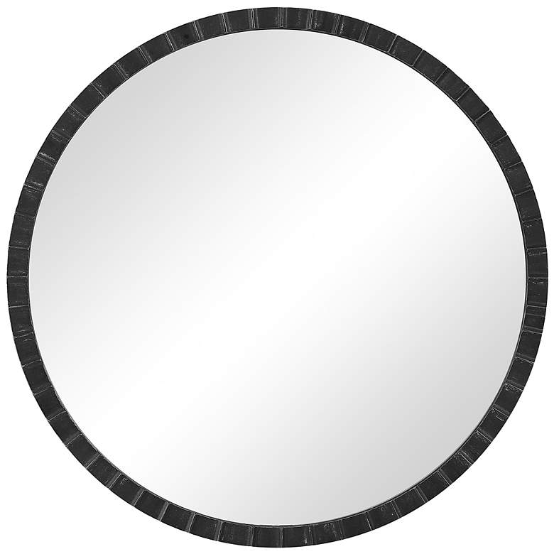 Image 2 Uttermost Dandridge Matte Black 34" Round Wall Mirror