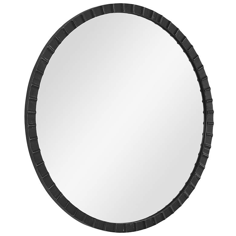 Image 4 Uttermost Dandridge Matte Black 34" Round Wall Mirror more views