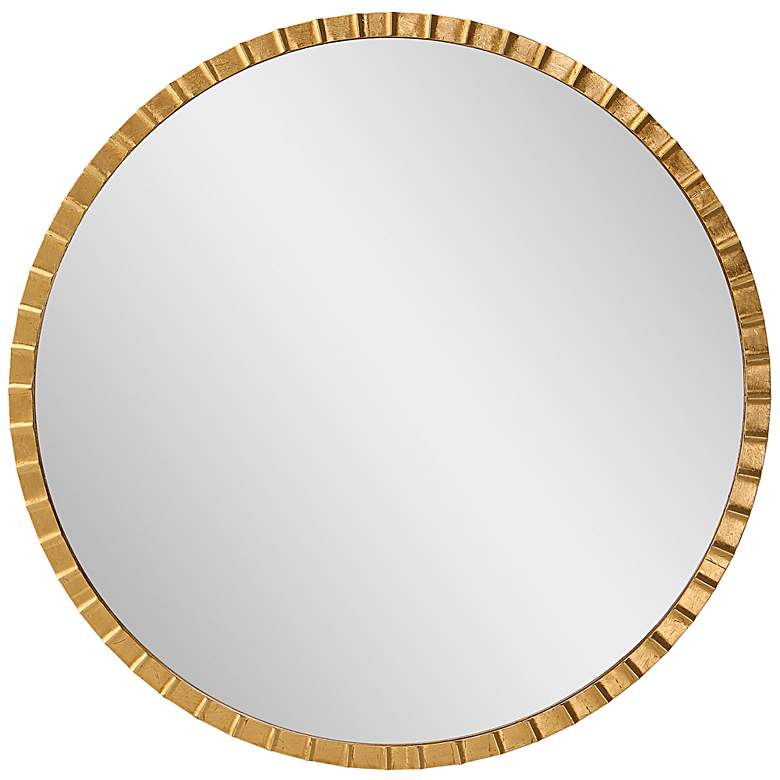 Image 2 Uttermost Dandridge Metallic Gold Leaf 42" Round Oversized Wall Mirror