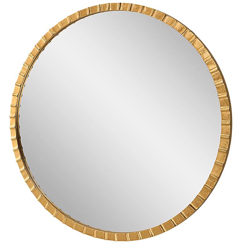 Image 4 Uttermost Dandridge Metallic Gold Leaf 42" Round Oversized Wall Mirror more views