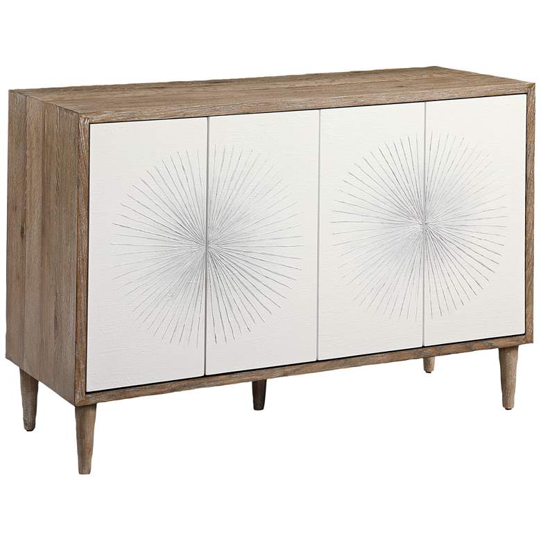 Image 2 Uttermost Dani 48 inch Wide Natural and White 4-Door Modern Accent Cabinet