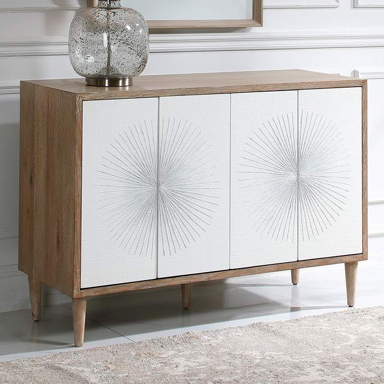 Image 1 Uttermost Dani 48" Wide Natural and White 4-Door Modern Accent Cabinet