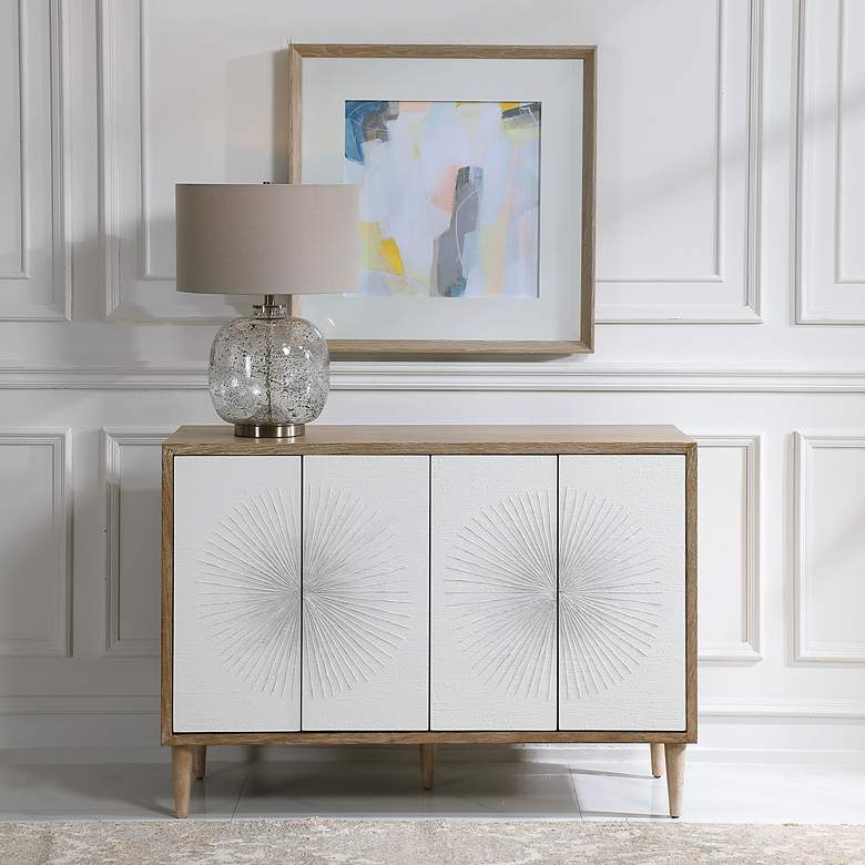 Image 3 Uttermost Dani 48" Wide Natural and White 4-Door Modern Accent Cabinet more views