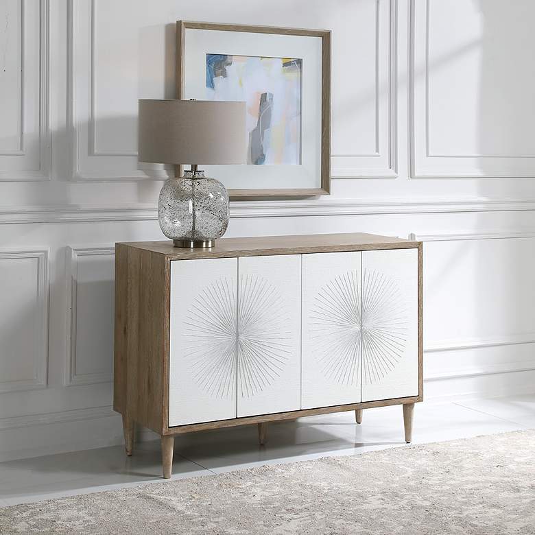 Image 4 Uttermost Dani 48" Wide Natural and White 4-Door Modern Accent Cabinet more views