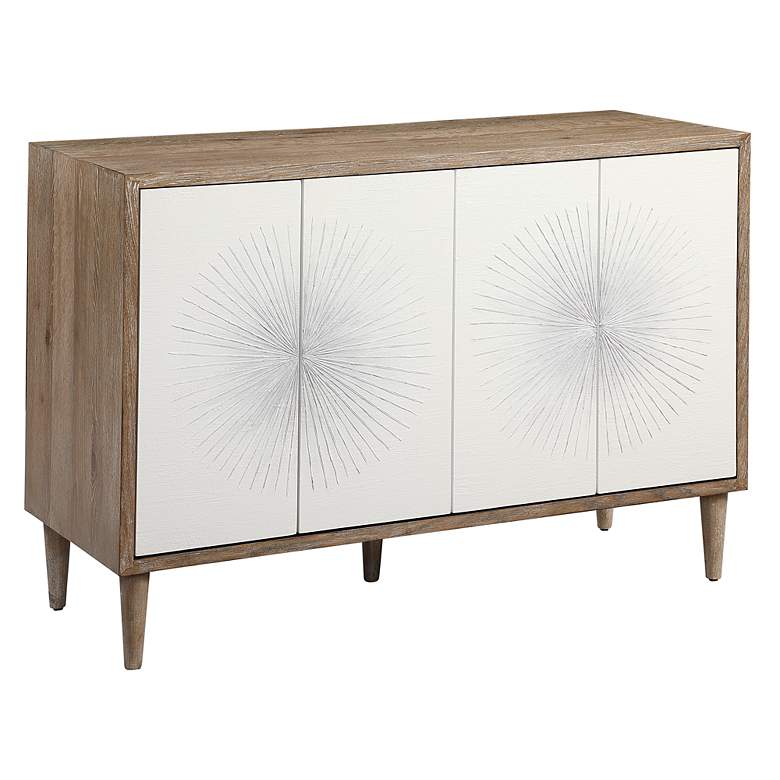 Image 5 Uttermost Dani 48 inch Wide Natural and White 4-Door Modern Accent Cabinet more views