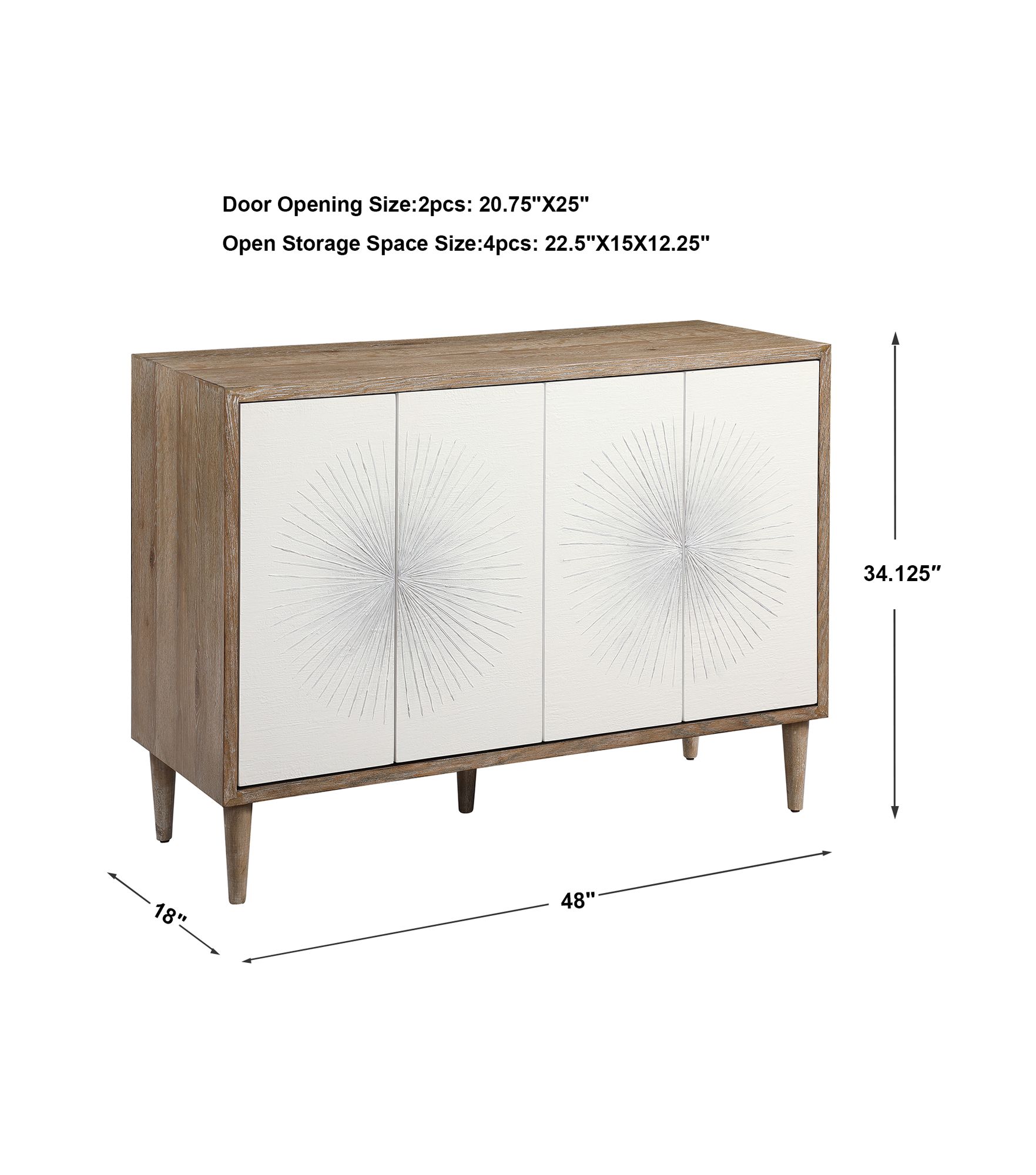 Uttermost Dani 48" Wide Natural and White 4-Door Modern Accent Cabinet