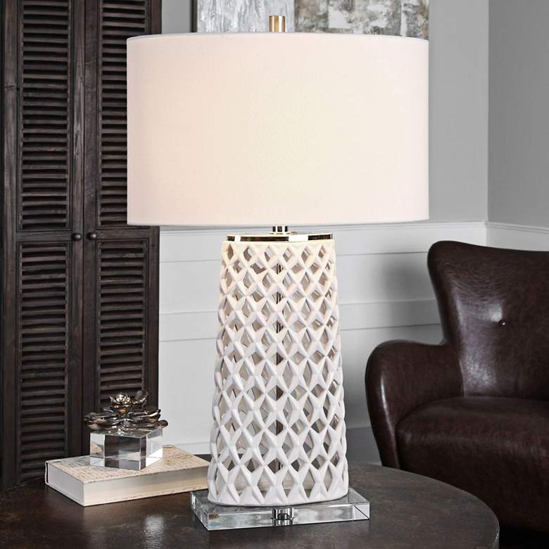 Image 1 Uttermost Dania Gloss White Ceramic Table Lamp