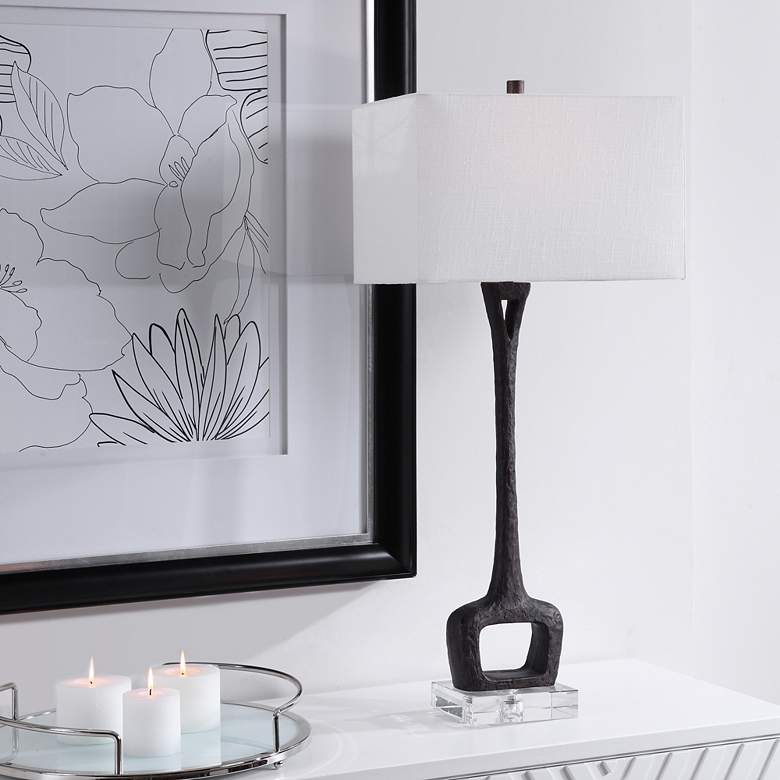 Image 1 Uttermost Darbie 35 3/4" Modern Aged Black Cast Iron Table Lamp