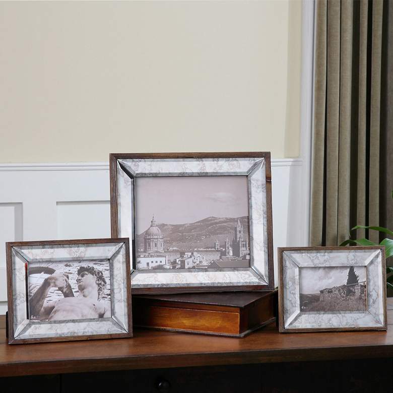 Image 1 Uttermost Daria Aged Pecan 3-Piece Wood Photo Frame Set