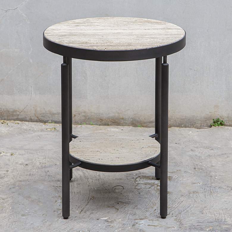 Image 3 Uttermost Dauntless 19" Wide Black Round Side Table more views