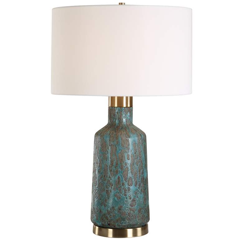 Image 2 Uttermost Dauphine 27 1/4" Teal Glass Table Lamp