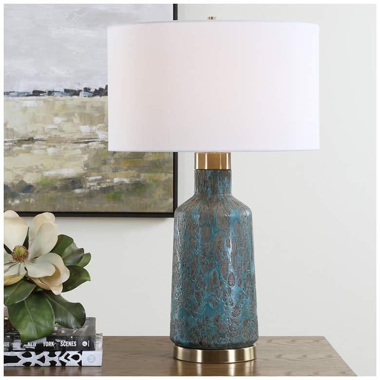 Image 1 Uttermost Dauphine 27 1/4" Teal Glass Table Lamp