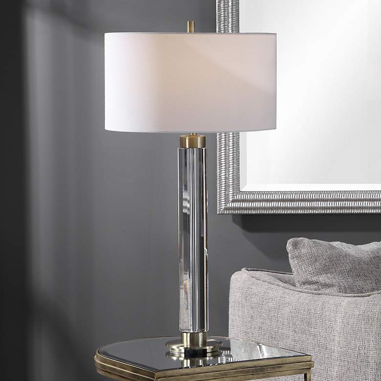 Image 1 Uttermost Davies Crystal Table Lamp with White Linen Shade