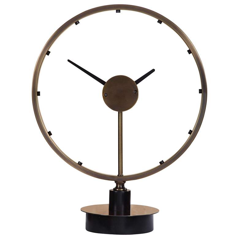 Uttermost Davy 24 1/2&quot; High Brass and Black Table Clock more views