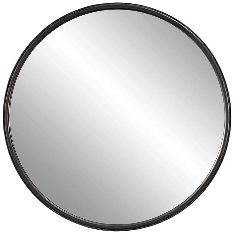 Image 2 Uttermost Dawsyn Aged Black 44" Round Wall Mirror
