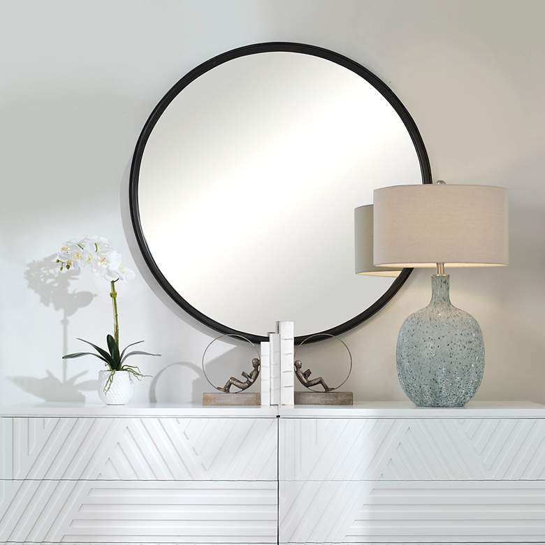 Image 3 Uttermost Dawsyn Aged Black 44 inch Round Wall Mirror more views