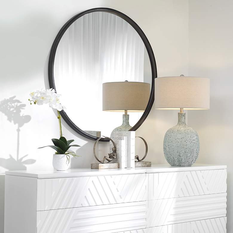 Image 4 Uttermost Dawsyn Aged Black 44" Round Wall Mirror more views