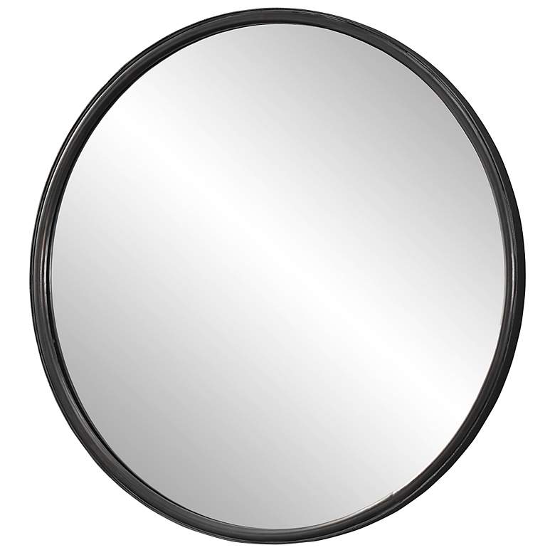 Image 5 Uttermost Dawsyn Aged Black 44" Round Wall Mirror more views