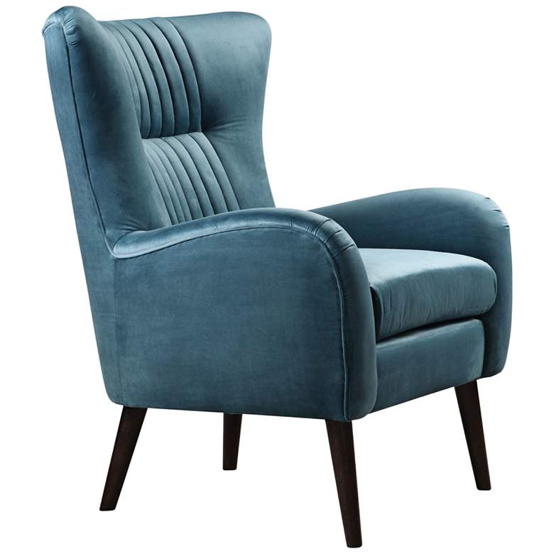 Image 1 Uttermost Dax Teal Blue Velvet Tufted Accent Chair