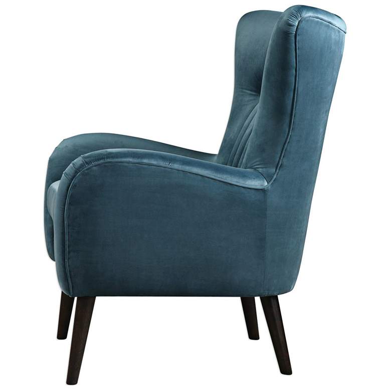 Image 3 Uttermost Dax Teal Blue Velvet Tufted Accent Chair more views