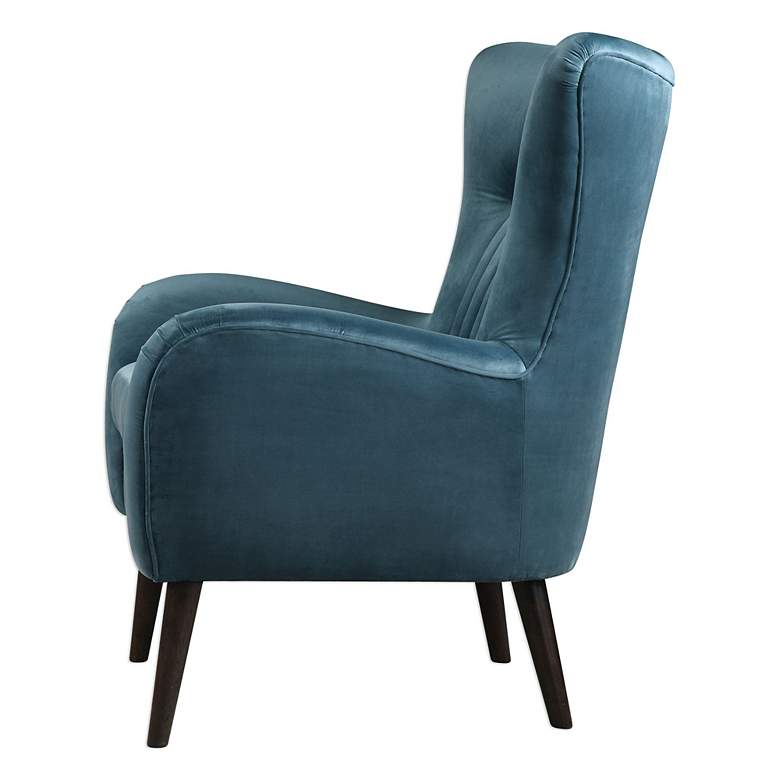 Image 4 Uttermost Dax Teal Blue Velvet Tufted Accent Chair more views