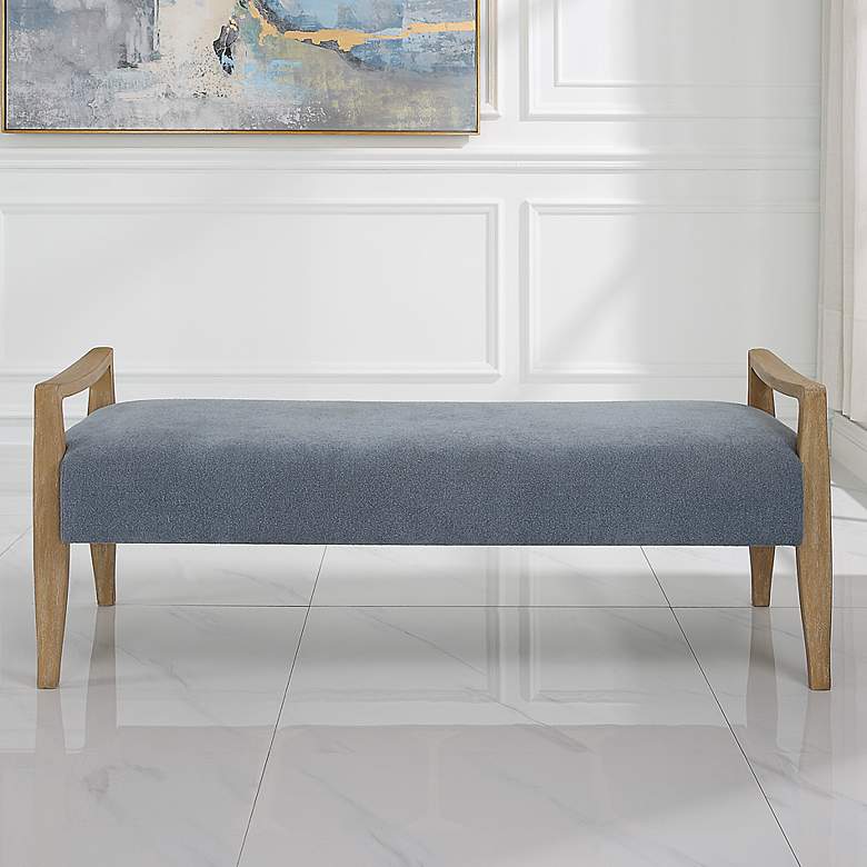 Image 1 Uttermost Daylight 59.25" Wide Blue Fabric Bench