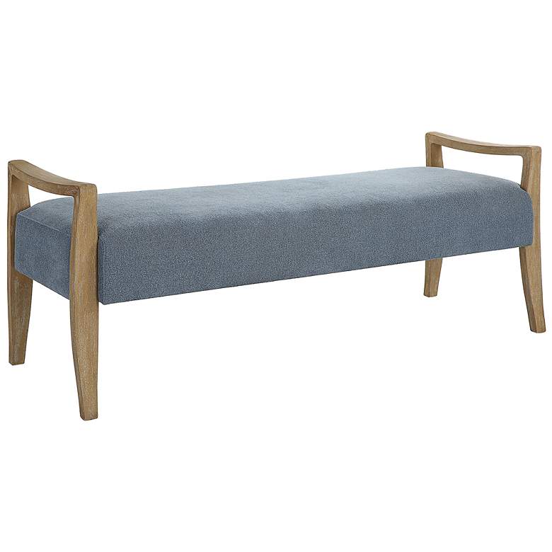 Image 5 Uttermost Daylight 59.25" Wide Blue Fabric Bench more views