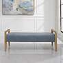 3_Uttermost Daylight 59"W Sky Blue Fabric Rectangular Bench more views