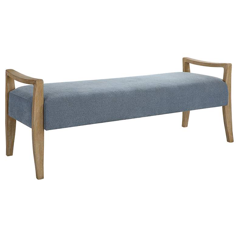 Image 4 Uttermost Daylight 59"W Sky Blue Fabric Rectangular Bench more views