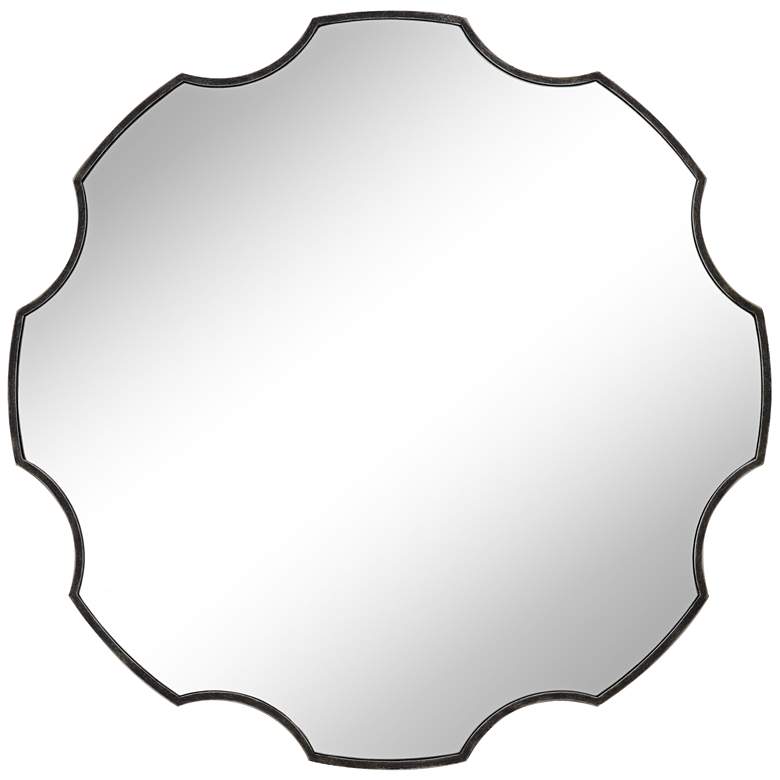 Image 2 Uttermost Dayton 34" x 34" Bronze Scalloped Round Wall Mirror