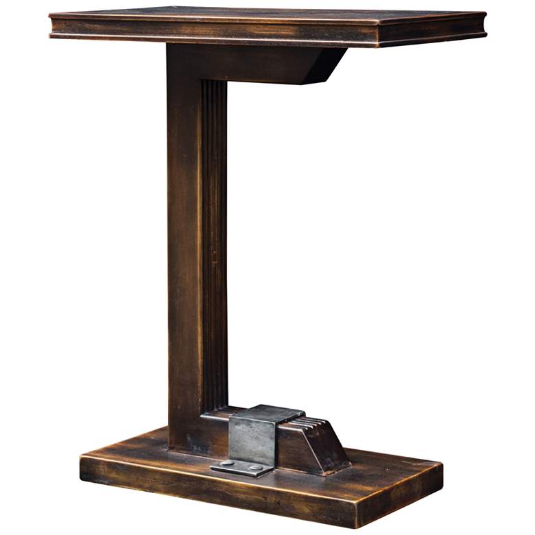 Image 1 Uttermost Deacon 22 inch Wide Worn Black and Honey Accent Table