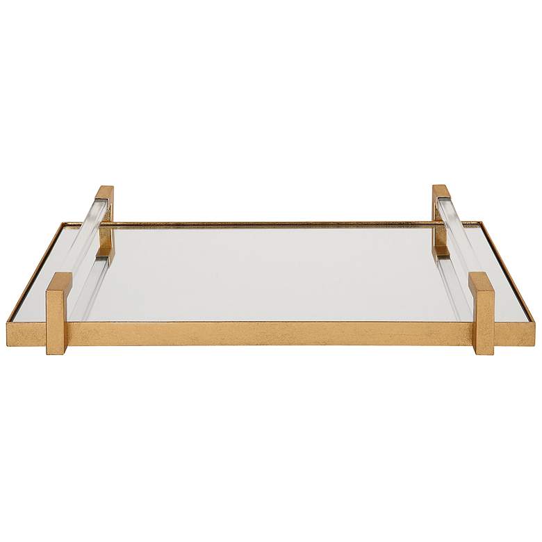 Image 1 Uttermost Deki 23 3/4 inch L Gold Iron and Acrylic Tray