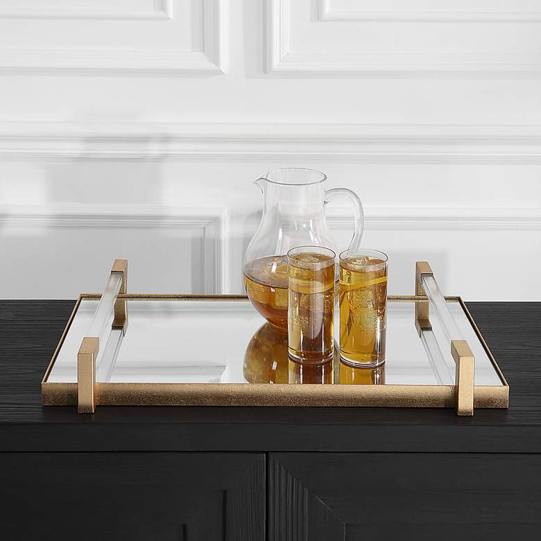 Image 3 Uttermost Deki 23 3/4" L Gold Iron and Acrylic Tray more views
