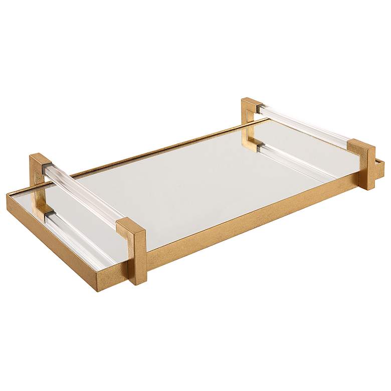 Image 5 Uttermost Deki 23 3/4" L Gold Iron and Acrylic Tray more views