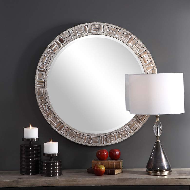 Image 1 Uttermost Del Mar Natural Wood 35 3/4" Round Wall Mirror