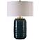 Uttermost Delane Dark Teal Ribbed Ceramic Table Lamp