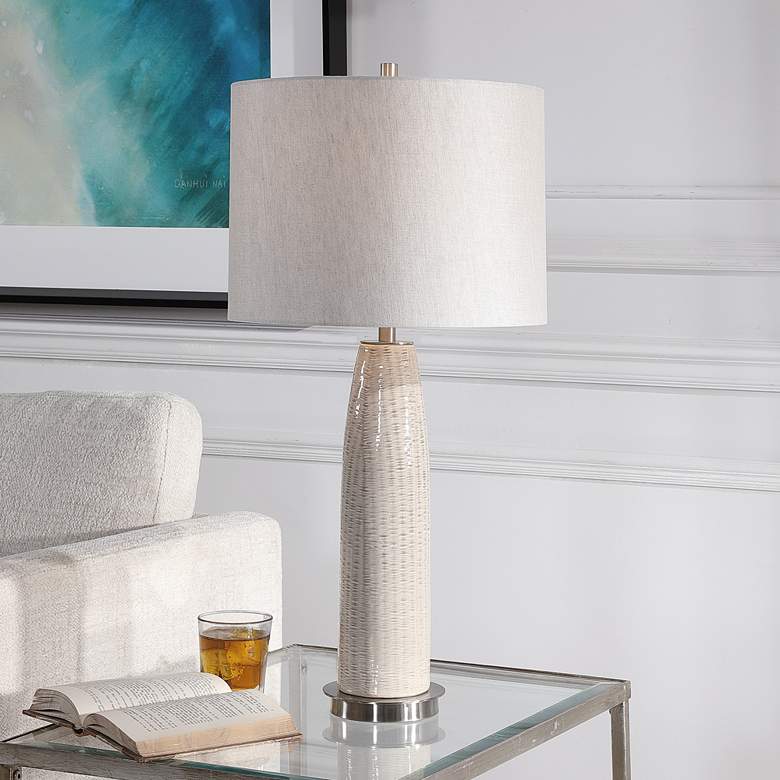 Image 7 Uttermost Delgado 27 3/4" Distressed Light Gray Ceramic Table Lamp more views