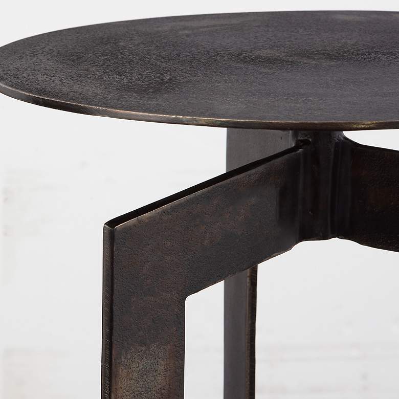 Image 3 Uttermost Deltoid 17 1/2" Wide Rich Gunmetal Accent Table more views
