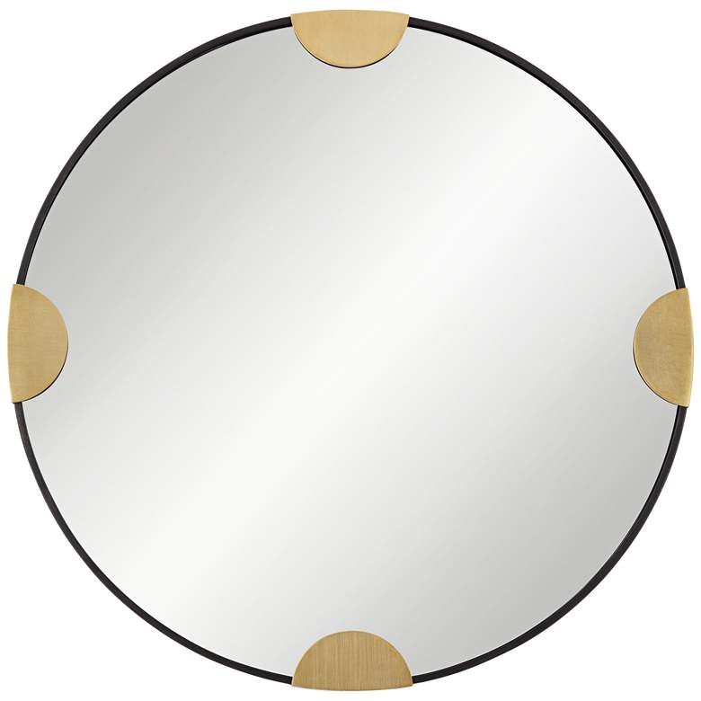 Image 3 Uttermost Demia Matte Black Bronze and Gold 34" Round Wall Mirror