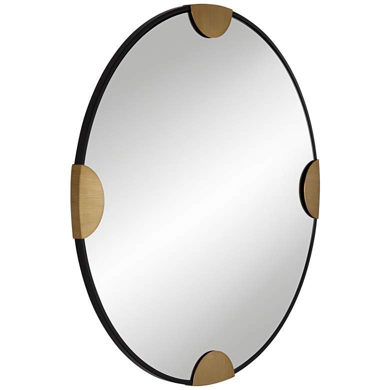 Image 7 Uttermost Demia Matte Black Bronze and Gold 34 inch Round Wall Mirror more views