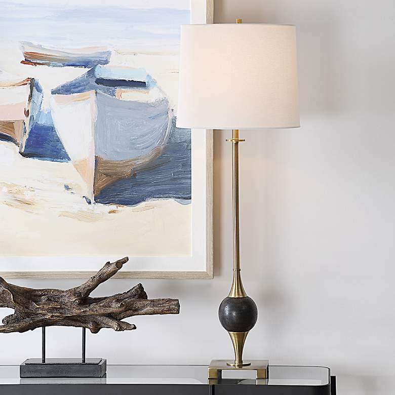 Image 1 Uttermost Dempsey Plated Brass Buffet Table Lamp