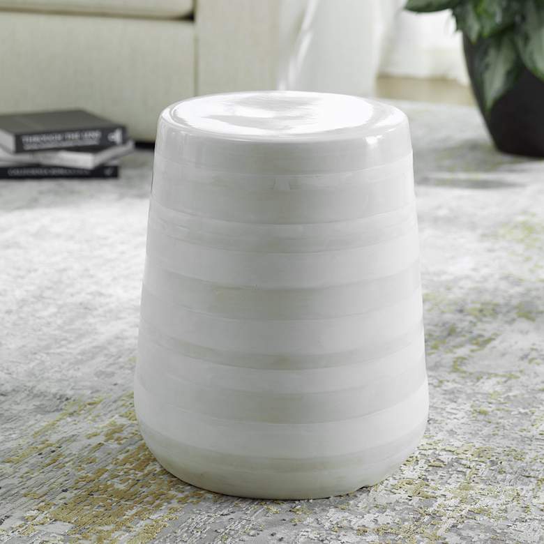 Image 1 Uttermost Desert Plains Matte White Ceramic Garden Stool