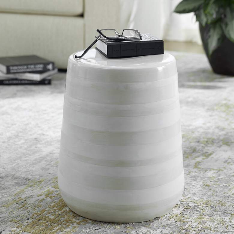 Image 3 Uttermost Desert Plains Matte White Ceramic Garden Stool more views