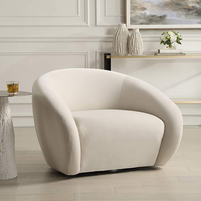 Image 1 Uttermost DeSoto Cream Fabric Swivel Chair