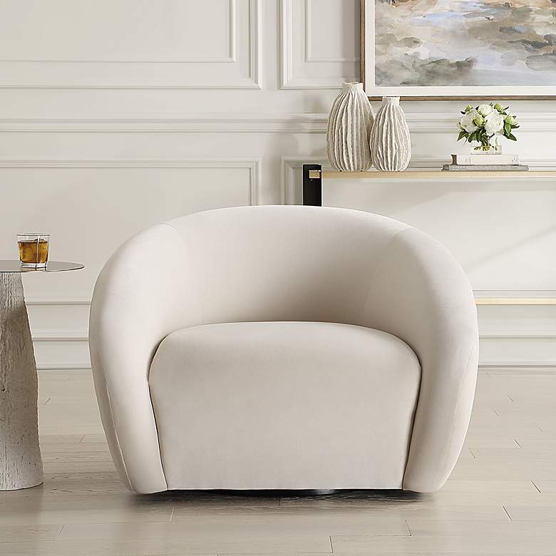 Image 3 Uttermost DeSoto Cream Fabric Swivel Chair more views