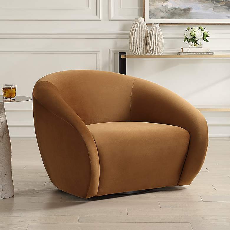 Image 1 Uttermost DeSoto Hazelnut Fabric Swivel Chair