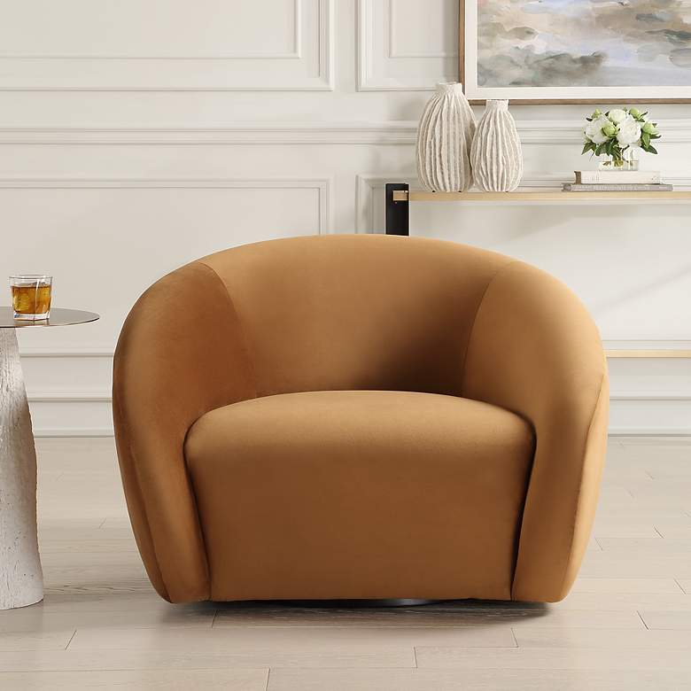 Image 3 Uttermost DeSoto Hazelnut Fabric Swivel Chair more views