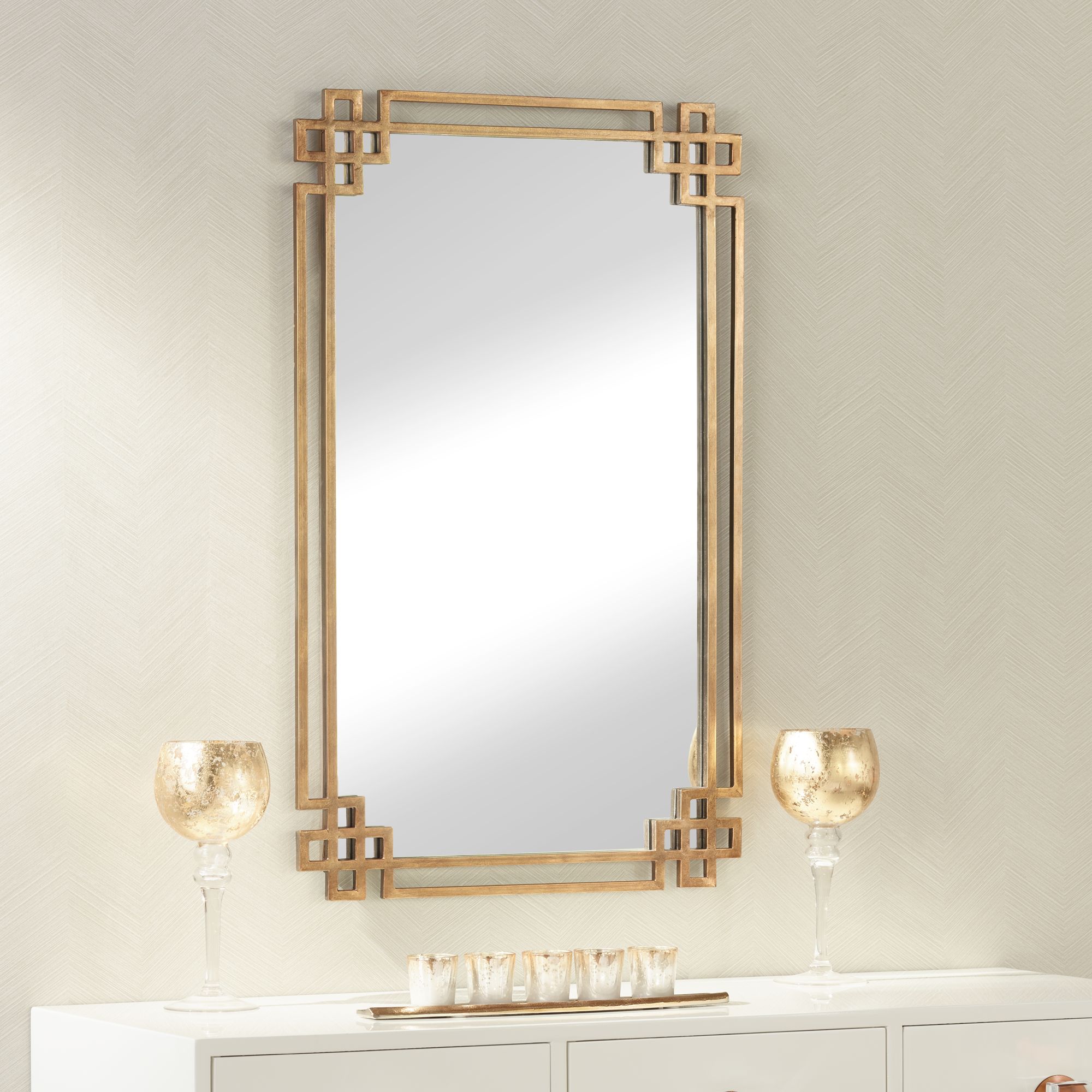 gold rectangle wall mirrors