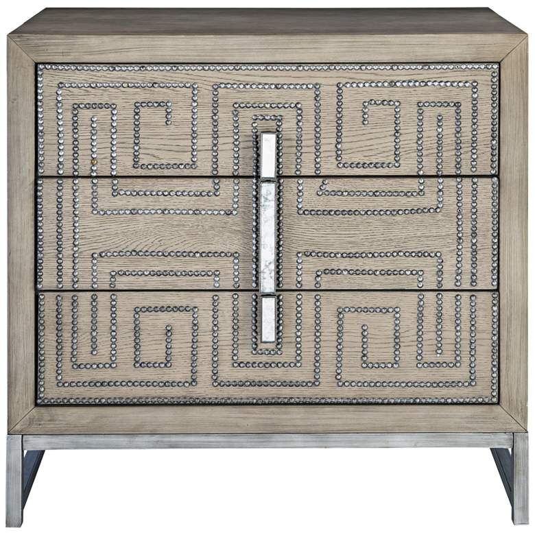 Image 2 Uttermost Devya 32 inch Wide Mushroom Gray 3-Drawer Accent Chest