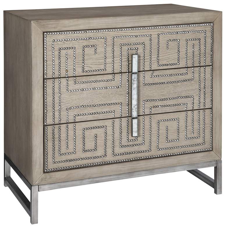Image 3 Uttermost Devya 32 inch Wide Mushroom Gray 3-Drawer Accent Chest more views